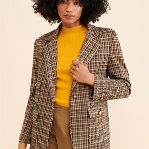 Tricia Fix / Nuuly Embellished Plaid Jacket Size Medium